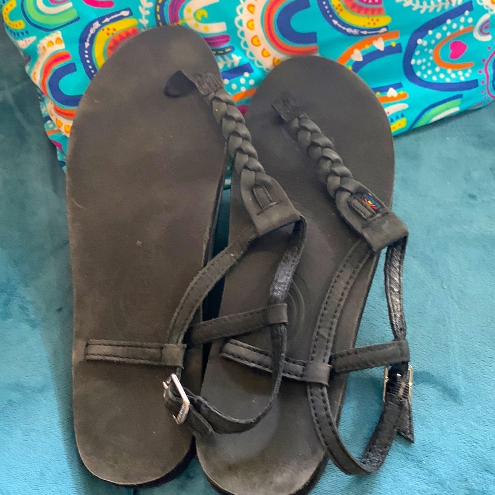 RAINBOW thong sandals, black size 9